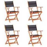 vidaXL Skladacie záhradné stoličky 4 ks, čierne, eukalyptus a textilén - cena, srovnání