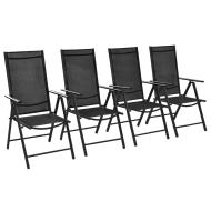 vidaXL Skladacie záhradné stoličky 4 ks, hliník a textilén, čierne - cena, srovnání