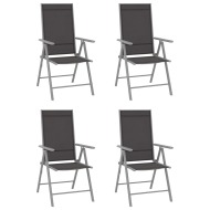 vidaXL Skladacie záhradné stoličky 4 ks textilénové čierne - cena, srovnání
