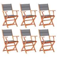 vidaXL Skladacie záhradné stoličky 6 ks sivé eukalyptus a textilén - cena, srovnání
