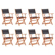 vidaXL Skladacie záhradné stoličky 8 ks čierne eukalyptus a textilén - cena, srovnání