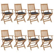 vidaXL Skladacie záhradné stoličky 8 ks s podložkami akáciový masív - cena, srovnání
