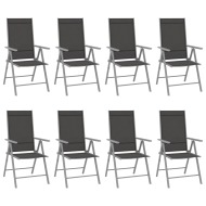 vidaXL Skladacie záhradné stoličky 8 ks textilénové čierne - cena, srovnání