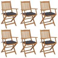 vidaXL Skladacie záhradné stoličky so sedákmi 6 ks akáciový masív - cena, srovnání