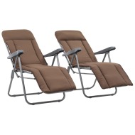 vidaXL Skladacie záhradné stoličky s podložkami 2 ks, hnedé - cena, srovnání