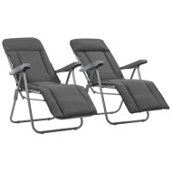 vidaXL Skladacie záhradné stoličky s podložkami 2 ks, sivé - cena, srovnání