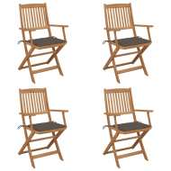 vidaXL Skladacie záhradné stoličky s podložkami 4 ks akáciový masív - cena, srovnání