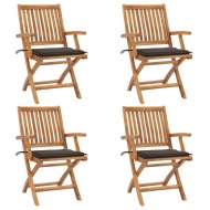 vidaXL Skladacie záhradné stoličky s podložkami 4 ks tíkový masív - cena, srovnání