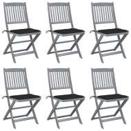 vidaXL Skladacie záhradné stoličky s podložkami 6 ks akáciový masív - cena, srovnání