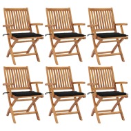 vidaXL Skladacie záhradné stoličky s podložkami 6 ks tíkový masív - cena, srovnání