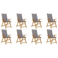 vidaXL Skladacie záhradné stoličky s podložkami 8 ks akáciový masív - cena, srovnání