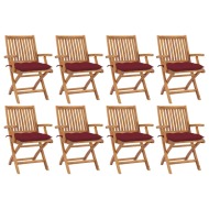 vidaXL Skladacie záhradné stoličky s podložkami 8 ks tíkový masív - cena, srovnání