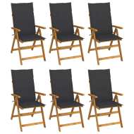 vidaXL Skladacie záhradné stoličky s vankúšmi 6 ks akáciový masív - cena, srovnání