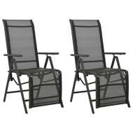 vidaXL Sklápacie záhradné stoličky 2 ks hliník a textilén čierne - cena, srovnání