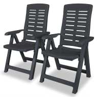 vidaXL Sklápacie záhradné stoličky 2 ks, plast, antracitové - cena, srovnání