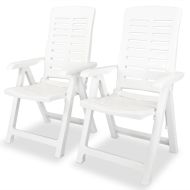 vidaXL Sklápacie záhradné stoličky 2 ks, plast, biele - cena, srovnání