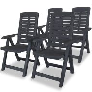 vidaXL Sklápacie záhradné stoličky 4 ks, plast, antracitové - cena, srovnání