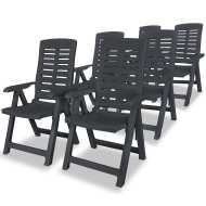 vidaXL Sklápacie záhradné stoličky 6 ks, plast, antracitové - cena, srovnání