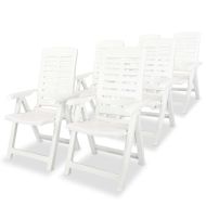 vidaXL Sklápacie záhradné stoličky 6 ks, plast, biele - cena, srovnání