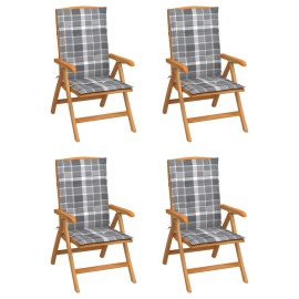 vidaXL Sklápacie záhradné stoličky s podložkami 4 ks tíkový masív