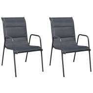 vidaXL Stohovateľné záhradné stoličky 2 ks čierne oceľ a textilén - cena, srovnání