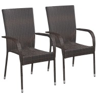 vidaXL Stohovateľné záhradné stoličky 2 ks, polyratan, hnedé - cena, srovnání