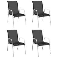 vidaXL Stohovateľné záhradné stoličky 4 ks oceľ a textilén čierne - cena, srovnání