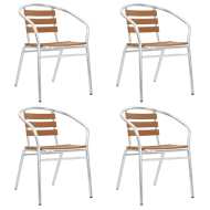 vidaXL Stohovateľné záhradné stoličky 4 ks strieborné hliník a WPC - cena, srovnání