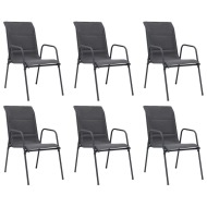 vidaXL Stohovateľné záhradné stoličky 6 ks oceľ a textilén antracitové - cena, srovnání