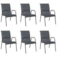 vidaXL Stohovateľné záhradné stoličky 6 ks, oceľ a textilén, čierne - cena, srovnání