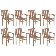 vidaXL Stohovateľné záhradné stoličky 8 ks tíkový masív - cena, srovnání