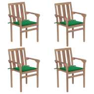 vidaXL Stohovateľné záhradné stoličky s podložkami 4 ks tíkový masív - cena, srovnání
