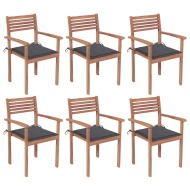vidaXL Stohovateľné záhradné stoličky s podložkami 6 ks tíkový masív - cena, srovnání