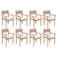 vidaXL Stohovateľné záhradné stoličky s podložkami 8 ks tíkový masív - cena, srovnání