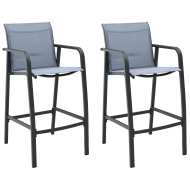 vidaXL Záhradné barové stoličky 2 ks, sivé, textilén - cena, srovnání