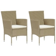 vidaXL Záhradné jedálenské stoličky 2 ks polyratanové béžové - cena, srovnání