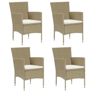 vidaXL Záhradné jedálenské stoličky 4 ks polyratanové béžové - cena, srovnání