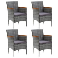 vidaXL Záhradné jedálenské stoličky 4 ks sivé polyratanové - cena, srovnání