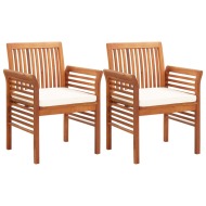 vidaXL Záhradné jedálenské stoličky s poduškami 2 ks akáciový masív - cena, srovnání