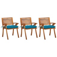 vidaXL Záhradné jedálenské stoličky s vankúšmi 3 ks akáciový masív - cena, srovnání