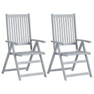 vidaXL Záhradné sklápacie stoličky 2ks sivé masívne akáciové drevo - cena, srovnání