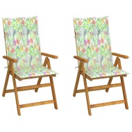 vidaXL Záhradné sklápacie stoličky 2 ks s podložkami akáciový masív - cena, srovnání