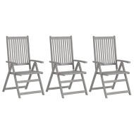 vidaXL Záhradné sklápacie stoličky 3 ks sivé masívne akáciové drevo - cena, srovnání