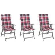 vidaXL Záhradné sklápacie stoličky 3 ks s podložkami akáciový masív - cena, srovnání