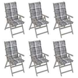 vidaXL Záhradné sklápacie stoličky 6 ks s podložkami akáciový masív