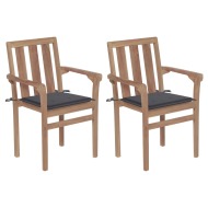 vidaXL Záhradné stoličky 2 ks antracitové podložky teakový masív - cena, srovnání