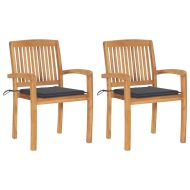 vidaXL Záhradné stoličky 2 ks antracitové podložky tíkový masív - cena, srovnání