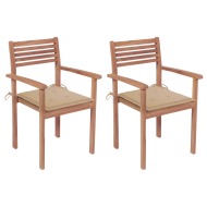 vidaXL Záhradné stoličky 2 ks béžové podložky teakový masív - cena, srovnání