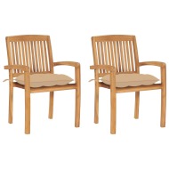 vidaXL Záhradné stoličky 2 ks béžové podložky tíkový masív - cena, srovnání