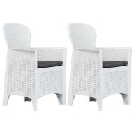 vidaXL Záhradné stoličky 2 ks biele plastové s vankúšmi ratanový vzhľad - cena, srovnání